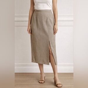 Tina Hagen‎ Women’s Vintage Maxi Skirt Neutral Slit Minimalist Preppy Academia
